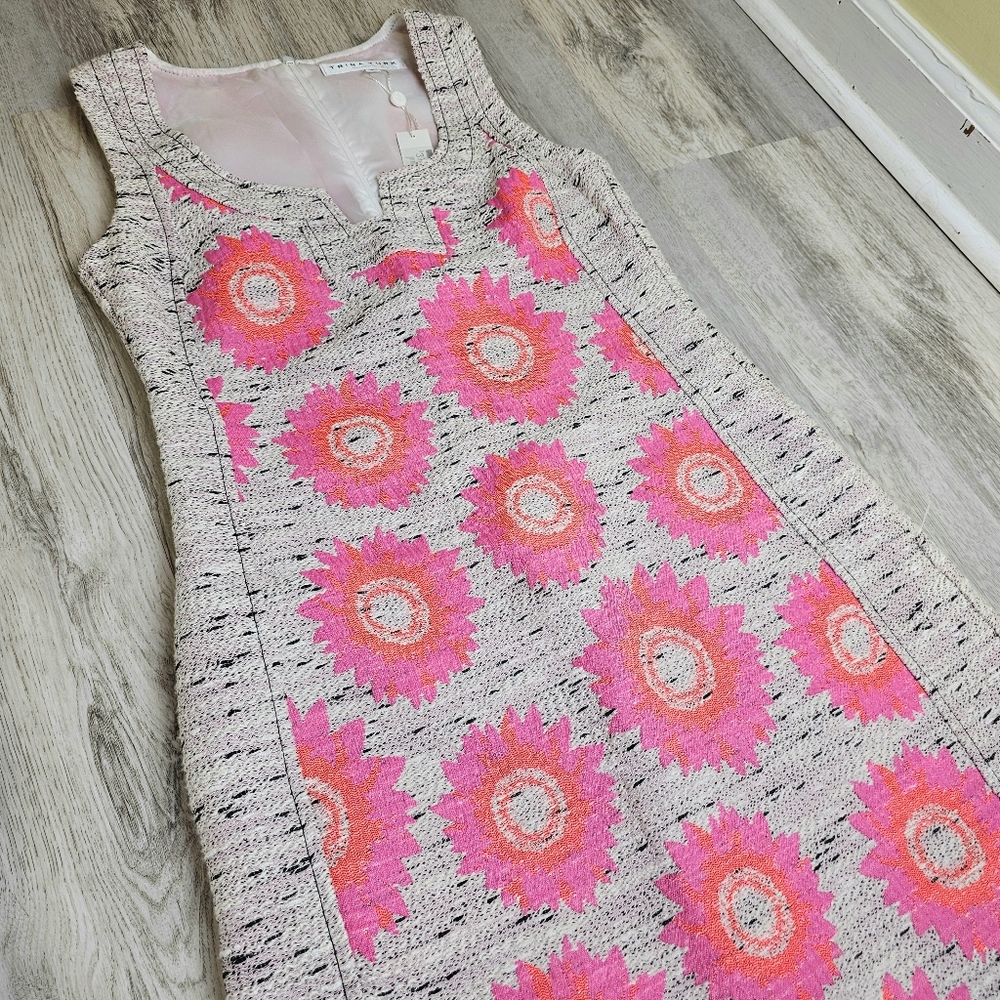New Trina Turk Boho Sunflower Print Shift Dress Size 0